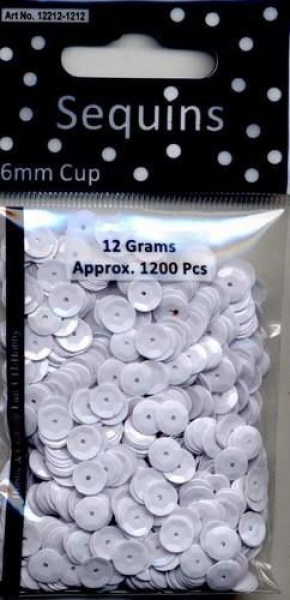 Pailletten Sequins Weiss 6mm 12gr