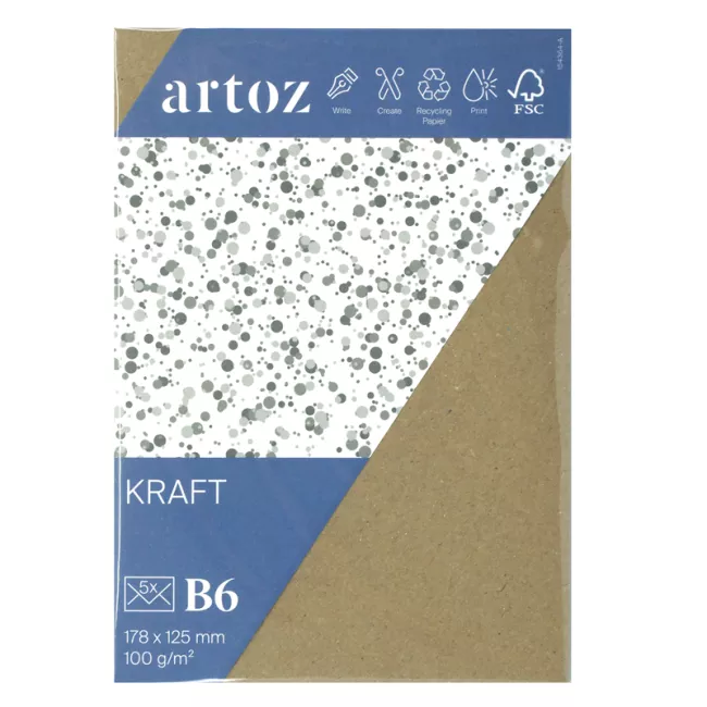 Kraftpapier Kuverts B6 17.8x12.5cm 5 Stück
