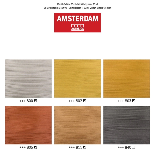 Royal Talens Amsterdam Acrylfarben Metallics Set 6 x 20ml