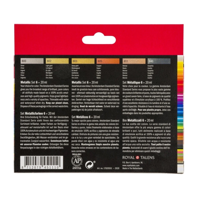 Royal Talens Amsterdam Acrylfarben Metallics Set 6 x 20ml