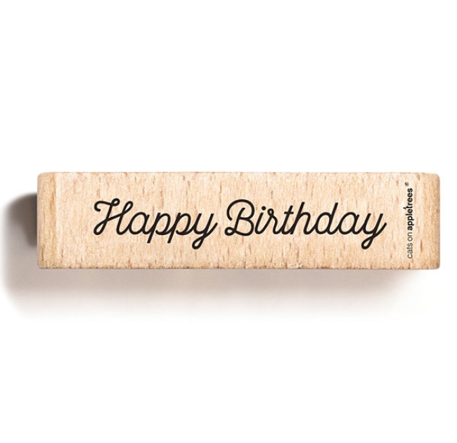 Cats on appletrees Holzstempel Happy Birthday 4.6x0.8cm
