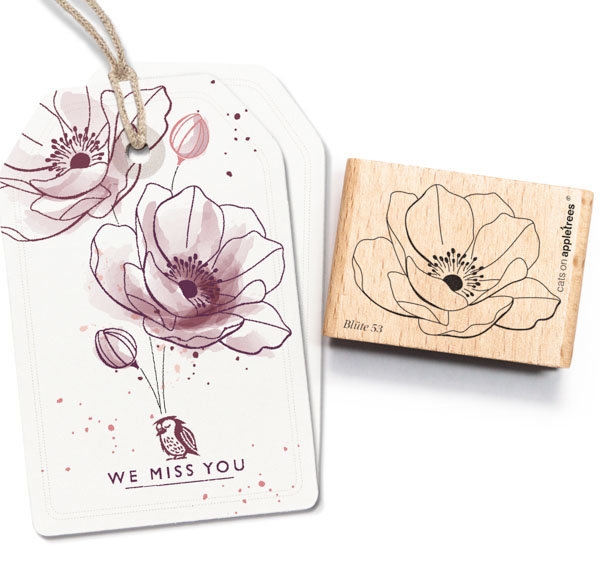 Cats on appletrees Holzstempel Blüte 53 Herbst Anemone Outline 4.2x3.0cm