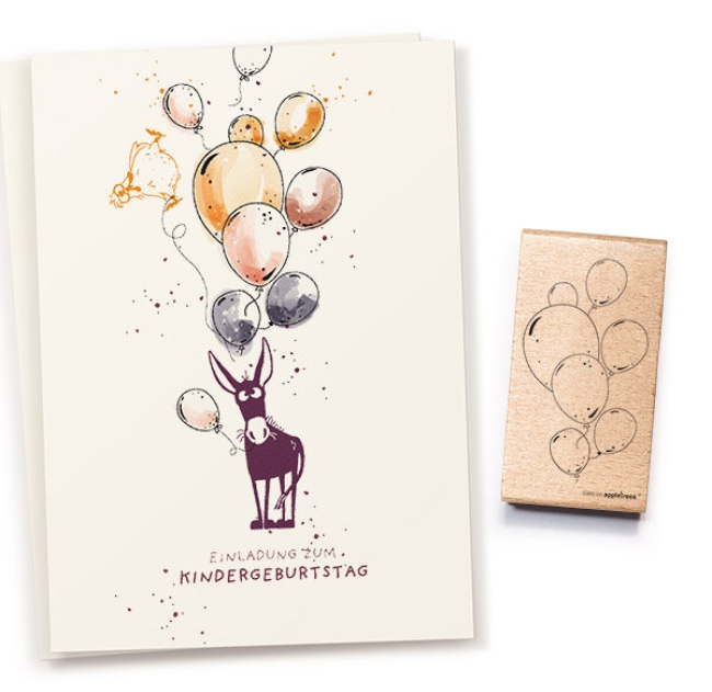 Cats on appletrees Holzstempel Luftballonstrauss 3.7x6.7cm PRE-ORDER Lieferbar ab 23.04.2026