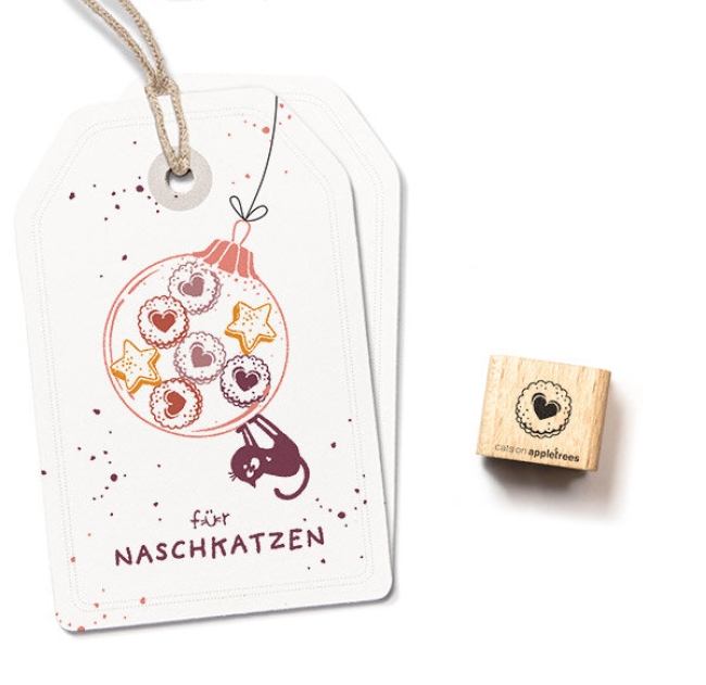 Cats on appletrees Holzstempel Marmeladenplätzchen 9x9mm
