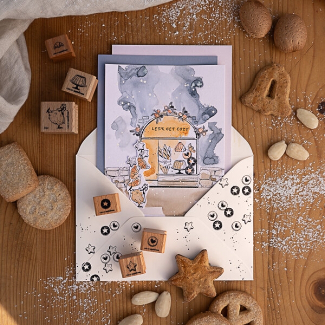 Cats on appletrees Holzstempel Marmeladenplätzchen 9x9mm