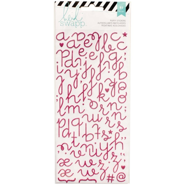 Heidi Swapp Stickerbogen Puffy pink Glitter Alpha Stickers