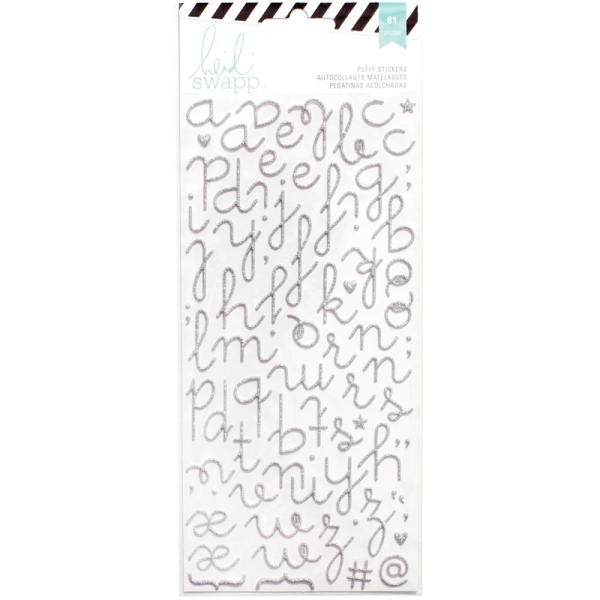 Heidi Swapp Puffy Stickerbogen Silber Glitter Alpha