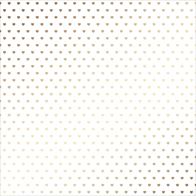 American Crafts Pergamentpapier Gold Foil Hearts on Vellum 12x12"