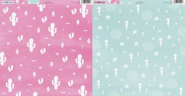 GRATIS! Dini Design Papier Kaktus am Meer Scrapbookingpapier 12x12"