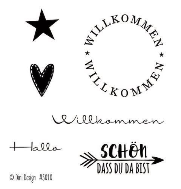 Dini Design Stempel Willkommen Clear Stamps 7.0x7.0cm