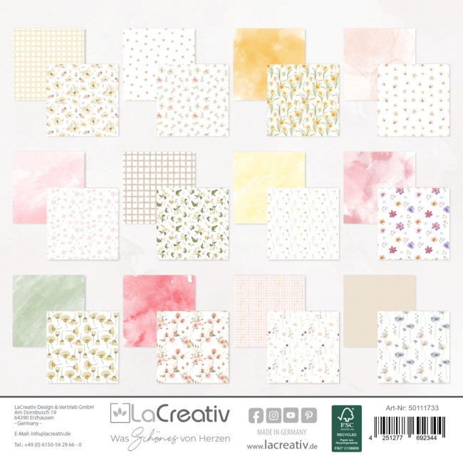 LaCreativ Designpapier Zarter Frühlingsgruss Paper Pack 6x6" - 24 Bogen