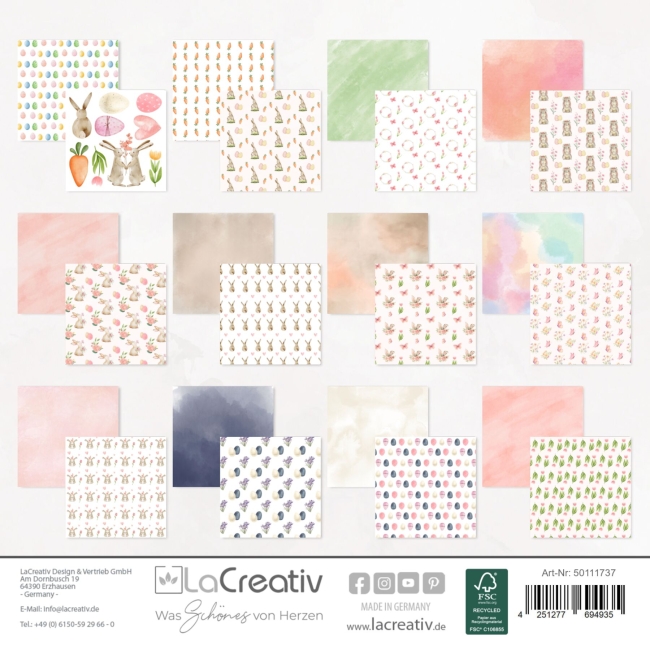 LaCreativ Designpapier Hoppelige Frühlingsgrüsse Paper Pack 6x6" - 24 Bogen