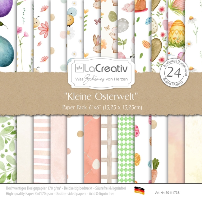 LaCreativ Designpapier Kleine Osterwelt Paper Pack 6x6" - 24 Bogen PRE-ORDER Lieferbar ab 14.01.2026
