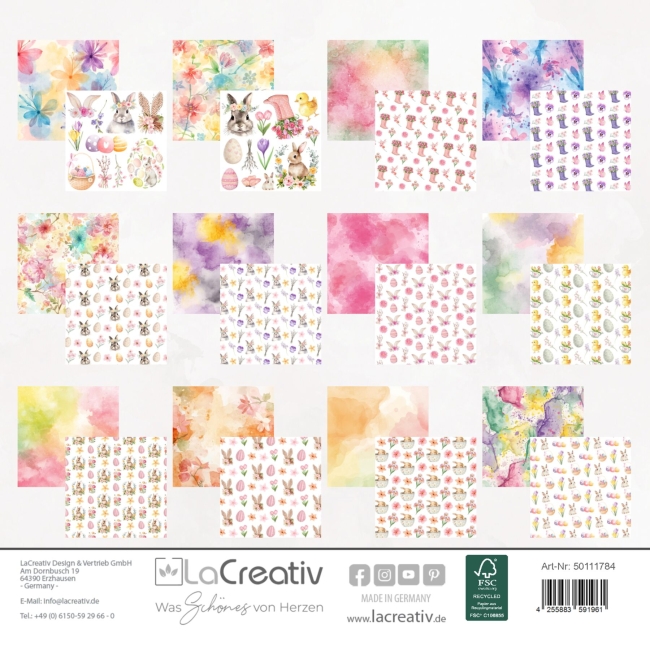 LaCreativ Designpapier Bunter Ostergruss Paper Pack 6x6" - 24 Bogen PRE-ORDER Lieferbar ab 24.02.2026