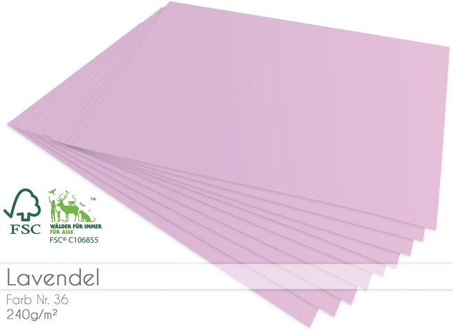 LaCreativ Cardstock Bastelpapier 220g/m² DIN A4 in Lavendel 5 Bogen