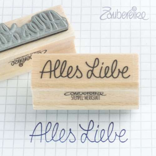 Zaubereike Holzstempel Alles Liebe in Handschrift 4.7x1.3cm