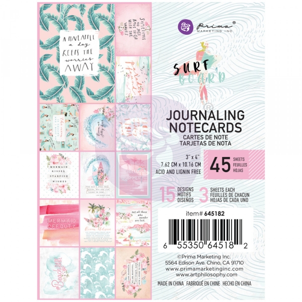 Prima Marketing Surfboard Notizkarten Journaling Notecards 3x4"