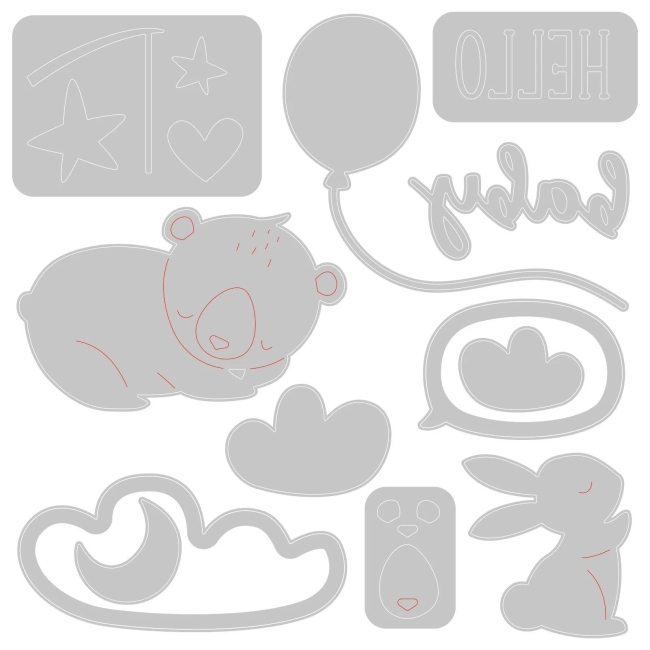 Sizzix Thinlits Stanzschablonen Hello Baby