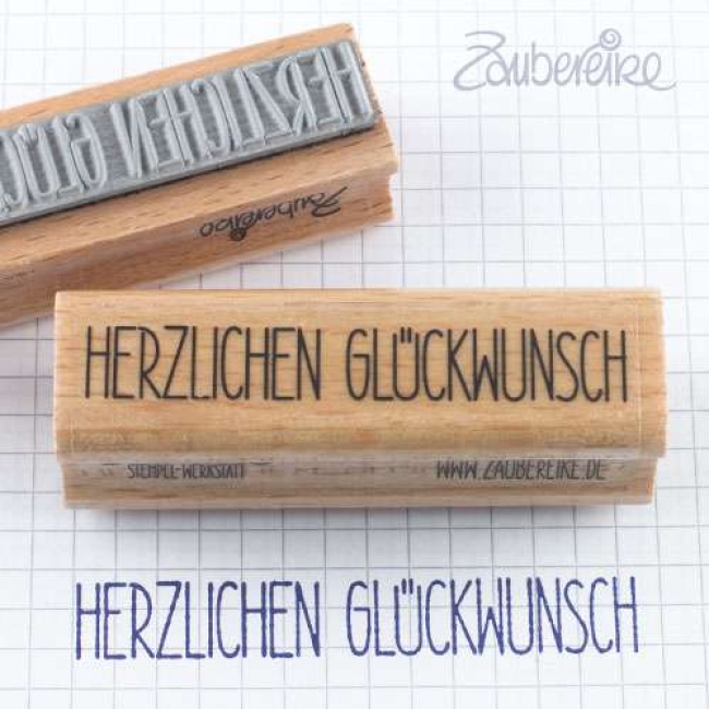 Zaubereike Holzstempel Herzlichen Glückwunsch 6.7x1.1cm