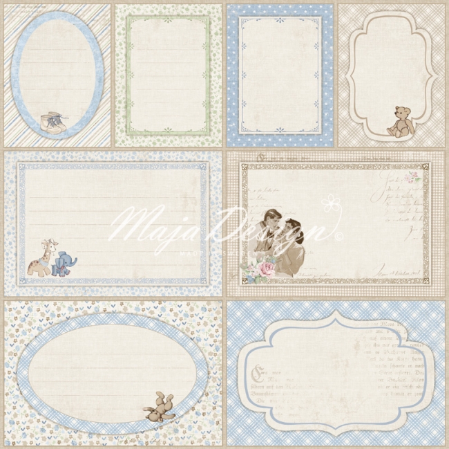 Maja Design Vintage Baby Journaling cards blue 12x12"