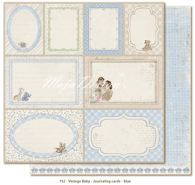 GRATIS! Maja Design Vintage Baby Journaling cards blue 12x12"