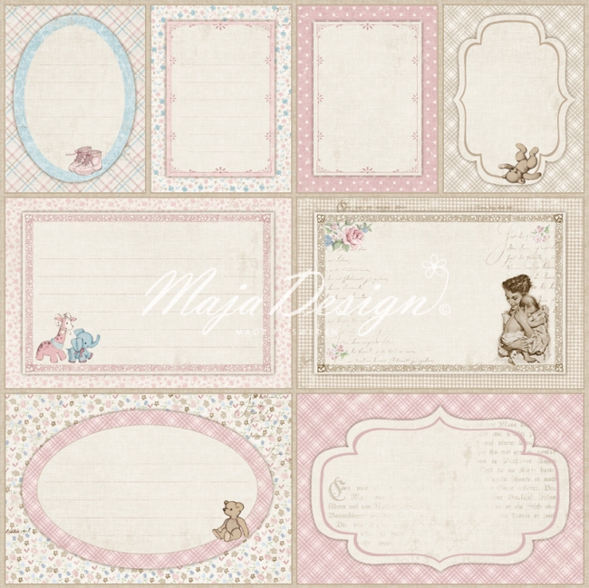 Maja Design Papier Vintage Baby Journaling cards pink 12x12"