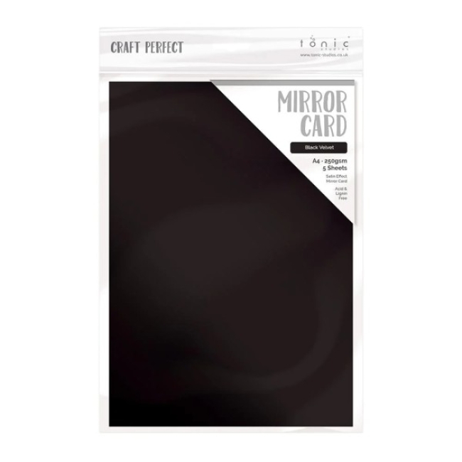 Tonic Studios Mirror Card Satin Black Velvet Schwarz A4 250gsm