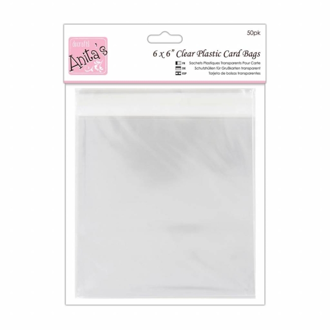 Anita's Klarsichtbeutel mit Klebestreifen Clear Plastic Card Bags 6x6" 15.2x15.2cm 50 Stück PRE-ORDER Wieder lieferbar ab 29.04.2026
