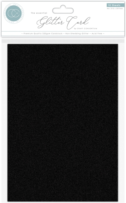 Craft Consortium Glitzerpapier schwarz A4 220gsm 1 Bogen