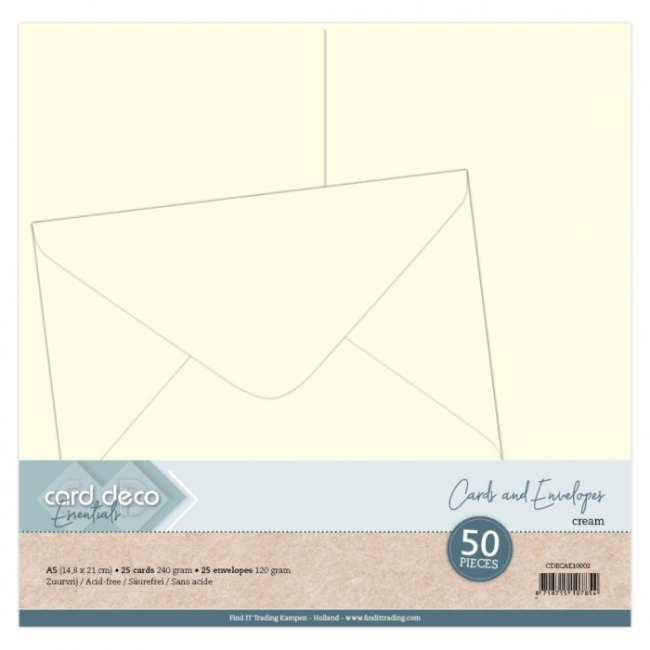 Find IT Trading Card Deco Blankokarten und Umschläge creme A5 (14.8x21.0cm) 25 Stück