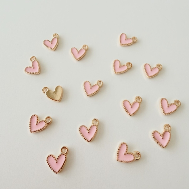 Herzanhänger rosa-gold 8mm 15 Stück