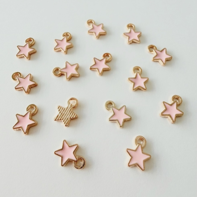 Sternanhänger rosa-gold 6mm 15 Stück