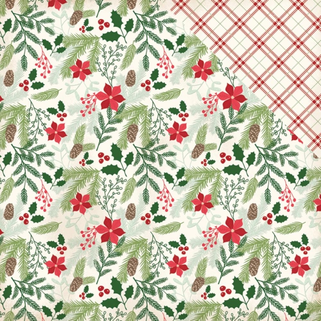 My Mind's Eye Papier Comfort & Joy Evergreen & Holly 12x12" (5 Bogen)