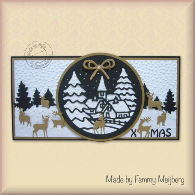 Nellie's Choice Stanzschablone Christmas Scene snowy village 10.8cm
