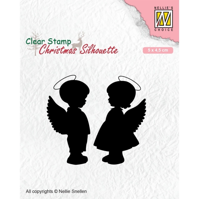 Nellie's Choice Clearstempelset Christmas Silhouette Angel girl and boy 5.0x4.5cm
