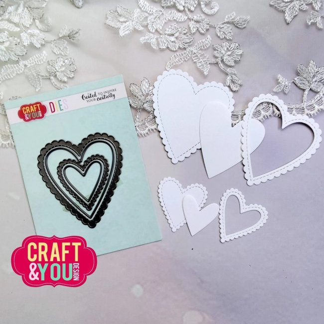 Craft & You Design Stanzformen Herzen Biscuit Frame Hearts  8.0x7.4cm
