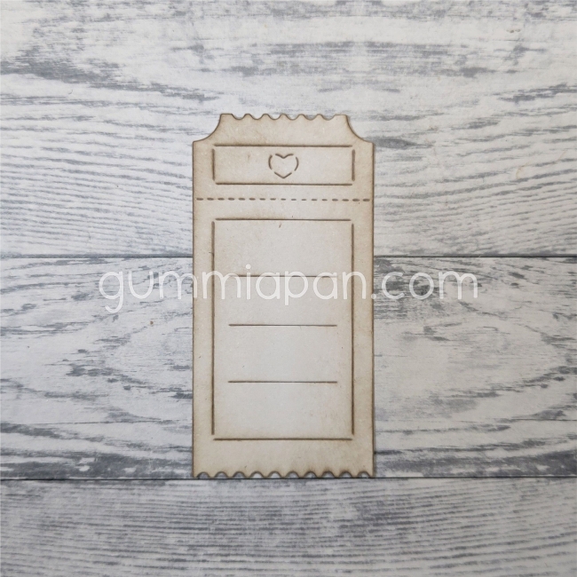 Gummiapan Stanzform Grosses Ticket mit Herz 3.7x7.5cm