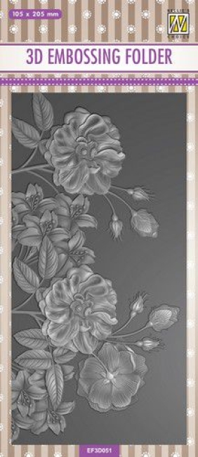 Nellie's Choice 3D Prägeschablone Slimline Wilde Rosen 10.5x20.5cm
