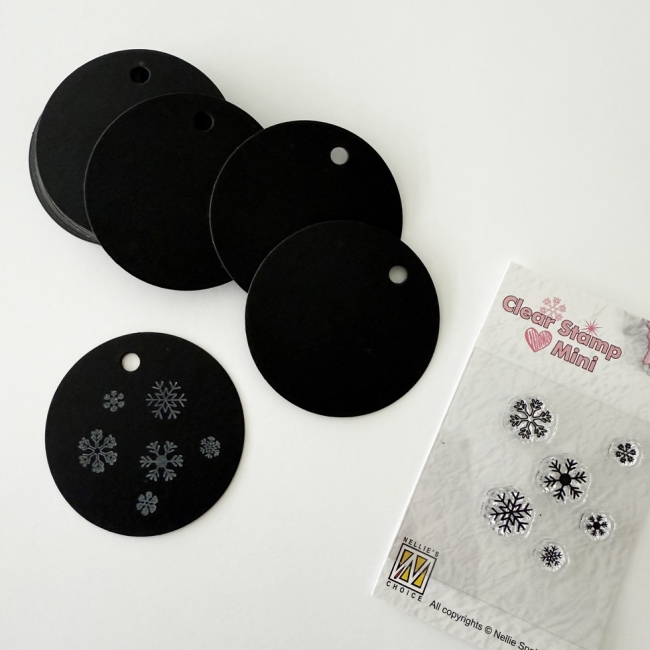 Blanko Papieranhänger schwarz rund matt gelocht 5cm 25 Stück