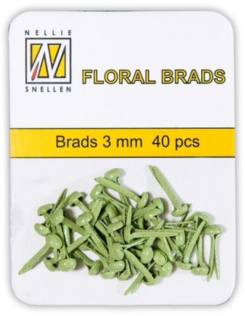 Nellie's Choice Mini Floral Glitter Brads Grün mit Glitzer 3mm 40 Stück