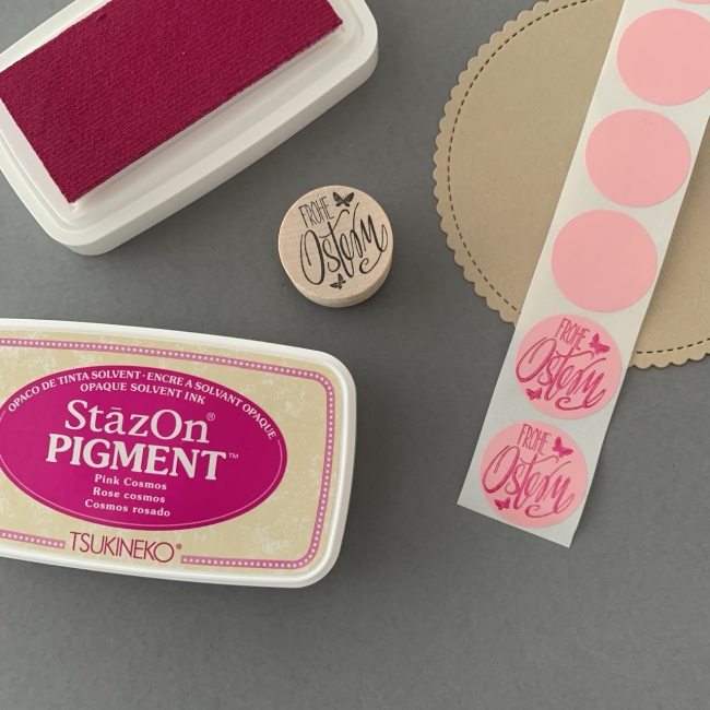 Blanko Glanzpapiersticker Babyrosa rund 2.5cm 100 Stück