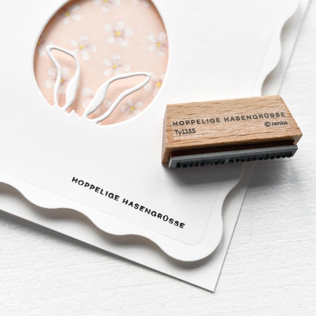 Alexandra Renke Holzstempel Mini Typo Hoppelige Hasengrüsse 0.2x3.5cm