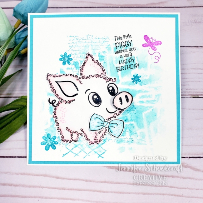 Woodware Craft Collection Stempel Fuzzle Friends Pablo The Pig Clear Stamps 8.0x9.0cm