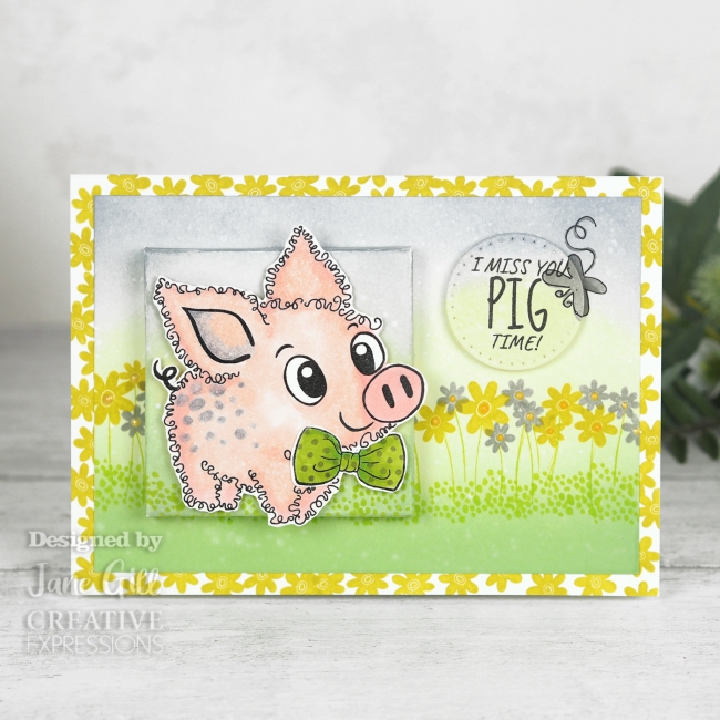 Woodware Craft Collection Stempel Fuzzle Friends Pablo The Pig Clear Stamps 8.0x9.0cm