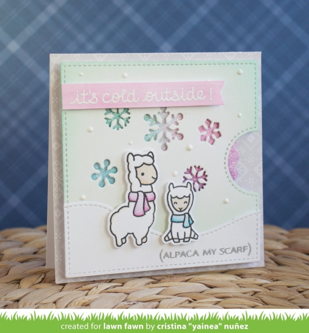 GRATIS! Lawn Fawn Clearstempel und Stanzen Winter Alpaka Combo