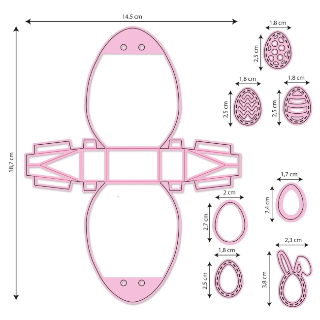 Nellie's Choice Stanzform Eggshaped Box Wrapping Dies Multi Frames