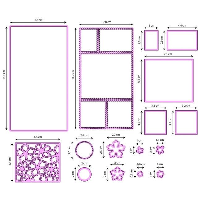 Nellie's Choice Stanzform Slimline Flowers Multi Frame Dies 15.1x8.2cm