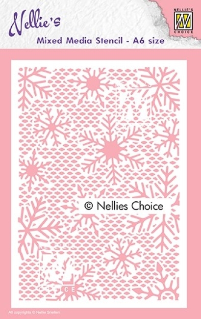 Nellie's Choice Mixed Media Stencil Schablone Kleine Schneeflocken A6