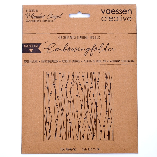 Vaessen Creative Mundart Stempel Prägeschablone Linien mit Herzen 15x15cm