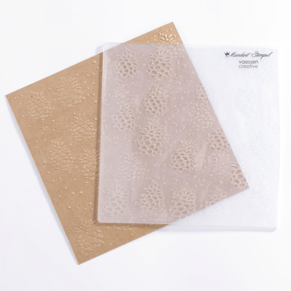 Vaessen Creative Prägeschablone Mundart Stempel Tannzapfen Embossingfolder Pine 15x15cm